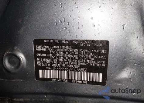 2009 Subaru Forester 2.5X Premium из США, поврежденный, VIN JF2SH63699G756808